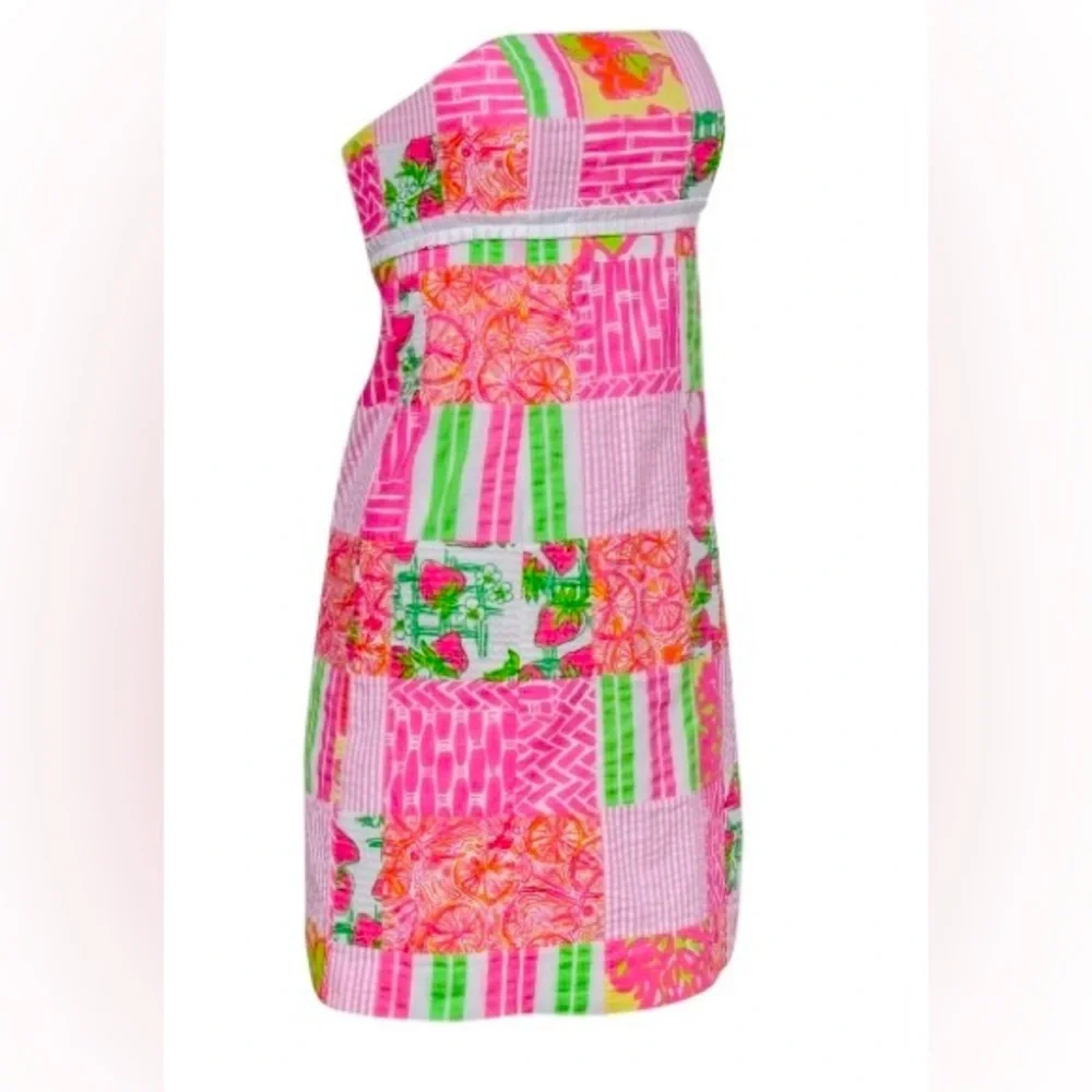 Classic Lilly Pulitzer sundress with a strapless neckline and A-line silhouette